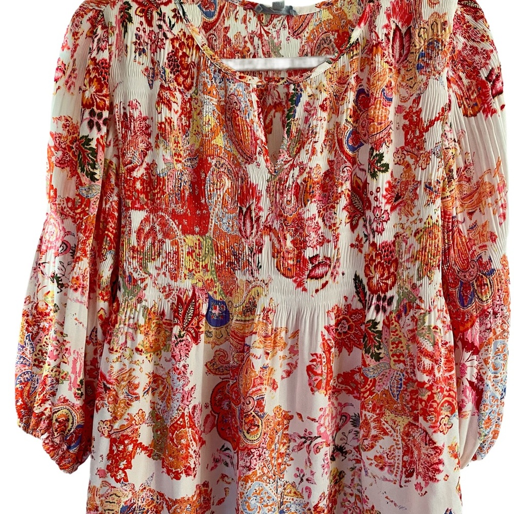 Floral and Ivy Blouse, 3/4 length sleeves
